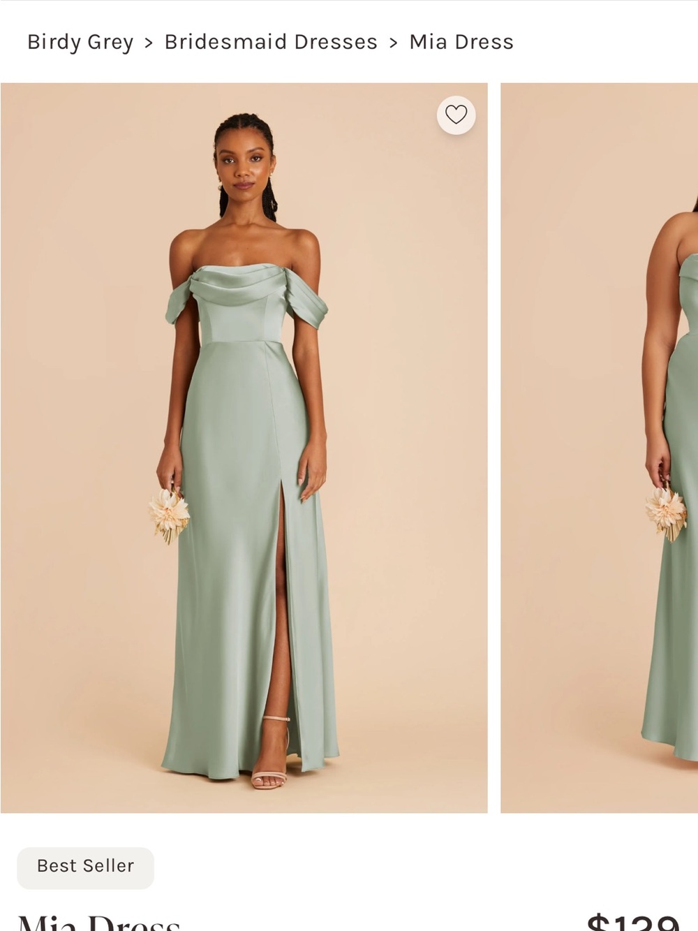 Birdy Grey Off-Shoulder Strapless Sage Green Bridesmaid Gown